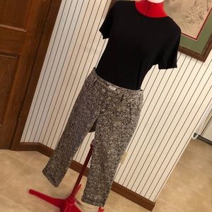 Loft Cropped Floral Denim with Cuffs Sz 10